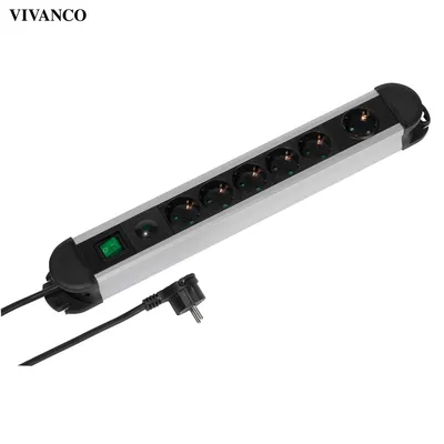Produktbild von ViVanco™37660, 2 m, Drinnen, Typ F, Type F (CEE 7/4), Aluminium, Kunststoff, Aluminium, Schwarz