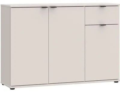Produktbild von Forte GANYMEDE Sideboard 120, minimalistische Kommode, 3-türig, 1 Schublade, Holzwerkstoff, Wohn-/Schlafzimmer, Kaschmir Beige, 119,8 cm breit x 82,3 cm hoch x 34,1 cm tief