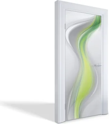 Produktbild von Innentür Folie Modern Selbstklebende Wandsticker Personalisiert - Grüne Welle - 95 x 205 cm