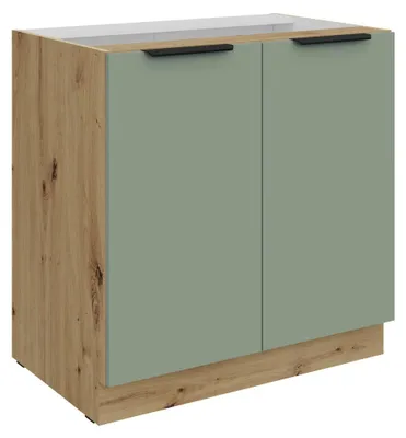Produktbild von Kondela Küchenunterschrank Arsany 80 D 2F BB - Aquamarin / Eiche Artisan