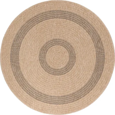 Obrázok produktu pre Teppium okrúhly vonkajší koberec vodotesný kuchynský koberec ploché tkanie prírodné sisal vzhľad Vintage dizajn, veľkosť: 120 cm kolo