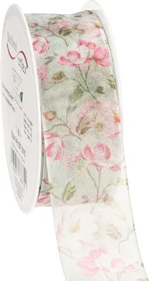 Produktbild von Geschenkband mit floralem Design für edle Dekoration und Verpackung
