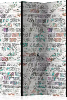 Produktbild von 3-teiliger Doppelseitiger Vlies Paravent - Palm Wall 135x172 cm Muster f-A-0774-z-b