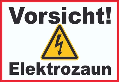 Produktbild von Vorsicht Elektrozaun Weidezaun Schild A3 Rückseite selbstklebend