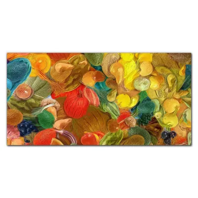 Produktbild von Coloray - Bild aus Glas - Glasbilder - 100 x 50 cm - Wanddekoration Küche Glasblock mit Bild Dekoration Wohnzimmer Gehärtetes Glas - Fruchtiger Tisch