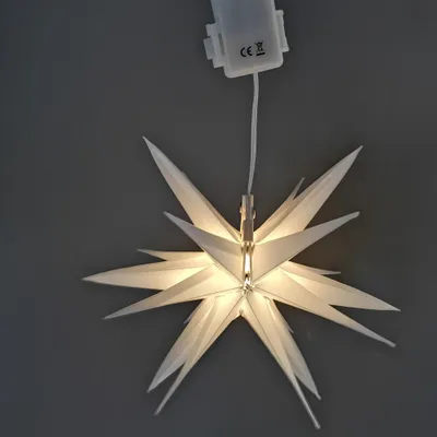 Zdjęcie produktu dla LED plastikowa gwiazda biała 25cm bateria 6/18h timer IP44 zewnętrzna 33880