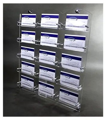 Produktbild von Wandhalter für Visitenkarten mit 15 Fächern aus Acrylglas