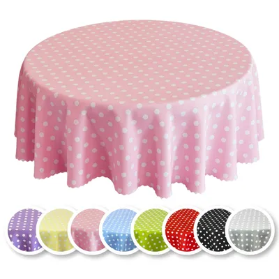 Produktbild von Tischdecke mit Punkten Fleckenresistente Abwaschbar Pflegeleicht Lotus Effekt Rosa Hellrosa - 140 cm Rund