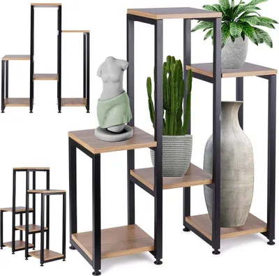 Produktbild von Vilde Blumenständer Blumentreppe Pflanzenständer Blumensäule Pflanzensäule Blumenregal aus Metall 6 Etagen 80 cm