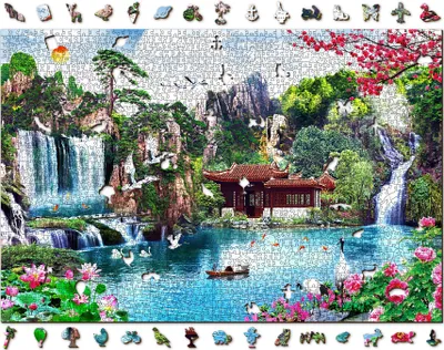 Immagine prodotto di WOODEN CITY puzzle in legno cascate nel giardino giapponese 2in1, 2000 pezzi ECO