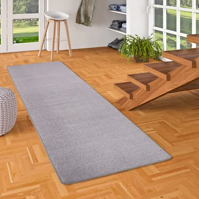 Produktbild von Velours Läufer Teppich Joy Grau, Größe:100x400 cm