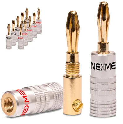 Produktbild von Bananenstecker 4mm vergoldet 12x Stecker NEXMEX Steckverbinder Lautsprecherkabel