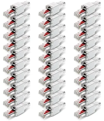 Produktbild von NEXMEX 30x Netzwerkstecker Cat6 RJ45 Stecker Netzwerk Werkzeuglose Montage Cat6a