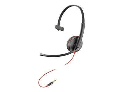 Obrázok produktu pre HP Poly Monofónna náhlavná súprava Poly Blackwire 3215 USB-C + 3,5 mm konektor + adaptér USB-C/A (hromadné balenie), Kábel, 20 - 20000 Hz, Kancelária / call centrum, 64 g, Slúchadlá s mikrofónom, Čierna