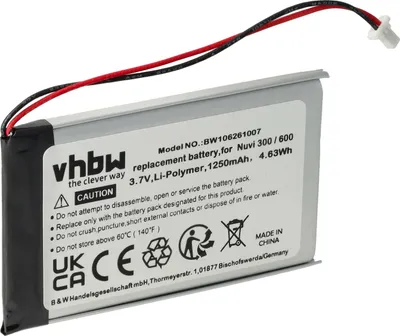 Produktbild von vhbw Akku Ersatz für Garmin 361-00019-02 für GPS Navigation Navi (1250 mAh, 3,7 V, Li-Polymer)