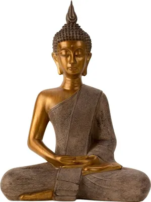 Produktbild von Buddha Figur 42 cm Grau Gold Skulptur Feng Shui