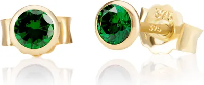 Produktbild von Paar 5,0mm 375 Gelb Gold 9 Karat Ohrstecker Zirkon Smaragd Butterfly Verschluss