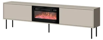 Produktbild von Furniture24 Tv - Lowboard Masha 200 X 48 X 30 Cm Fernsehschrank Mit Kamin Heizfunktion Kaschmir Metallfüße