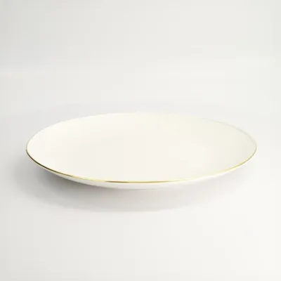 Immagine prodotto di Piatto da portata in porcellana, bianco con bordo dorato, diametro 28,5 cm