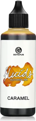 Obrázek produktu pro 100 ml Octopus Fluids Alcohol Ink CARAMEL, alkoholový inkoust pro fluid art a pryskyřici, hnědý