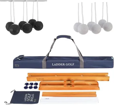 Imagen del producto de Conjunto de golf de calidad profesional, con estructura de madera, pelotas suaves en 4 colores, estuche de transporte de lujo, ideal para jugar al aire libre, apto para competiciones oficiales