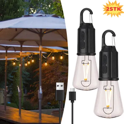 Produktbild von 2er Campinglampe,Outdoorlampe zum Aufhängen,dimmbare  Campingleuchte,wiederaufladbar Campinglicht,Nachtlichter Beleuchtung für Camping,Wandern