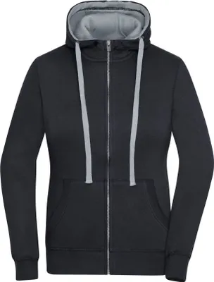 Produktbild von Sweat-Jacke mit Reißverschluss und Kapuze black/grey-heather, Gr. XXL