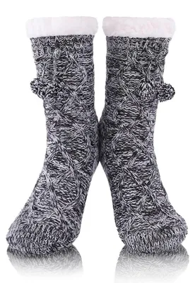 Produktbild von Damen Kuschelsocken mit Anti-Rutsch-Noppen, Einheitsgröße 35-42, Grau