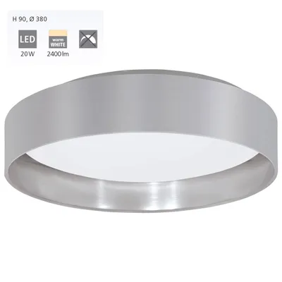 Zdjęcie produktu dla Eglo LED lampa sufitowa Maserlo 2 szaro-srebrny Ø 38 cm ciepły biały