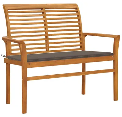 Produktbild von vidaXL Gartenbank mit Taupe Auflage 112 cm Massivholz Teak
