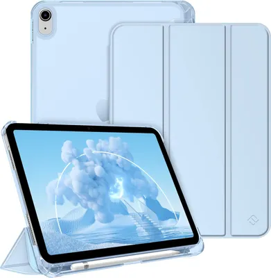 Produktbild von Fintie Hülle für iPad (A16) 11 Generation 11 Zoll 2025, iPad 10 Generation 10.9 Zoll 2022 mit Stifthalter - ultradünne leichte Schutzhülle mit transparenter Rückseite, Auto Schlaf/Wach, Himmelblau