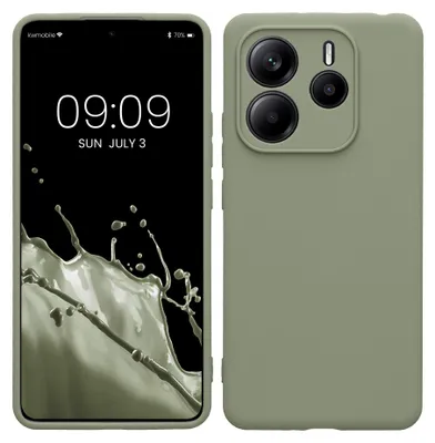 Produktbild von kwmobile Handyhülle für Xiaomi Redmi Note 14 5G (Nicht für 4G) Hülle - weiches Handy Silikon Case - Schutzhülle Cover - Graugrün
