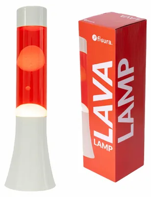 Produktbild von FISURA - Rote und weiße Lavalampe. 30 cm große Lavalampe mit weißem Sockel, roter Flüssigkeit und weißer Lava. Lampe mit Entspannungseffekt. 9x9x30 cm – Weiß/Rot