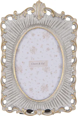 Produktbild von Clayre & Eef Bilderrahmen 10x15 cm Grau Goldfarbig Kunststoff