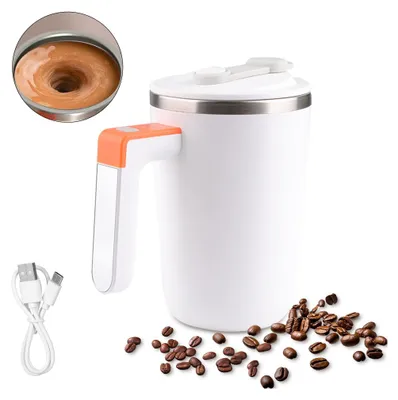 Obrázek produktu pro 300 ml samomíchací hrnek, magnetický hrnek na míchání kávy s víčkem, dobíjecí, vnitřní výstelka z nerezové oceli 304, vodotěsný, elektrický hrnek na míchání kávy, čaje, mléka a kokosu, do kanceláře, školy, tělocvičny