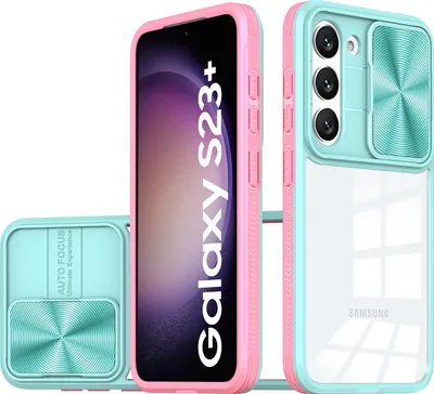 Produktbild von Galaxy S23+ Hülle, TPU Bumper mit mit Schiebe Kamera Schutz Klar Schutzhülle für Samsung Galaxy S23+ / S23 Plus Hellblau