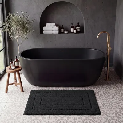 Productafbeelding van Badmat 40x60 cm, microvezel, antislip, zwart, voor badkamer