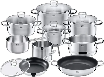 Produktbild von Silit Topf-Set Toskana Topfset 10-teilig,Kochtopf Set+Glasdeckel,Induktionskochtöpfe, Edelstahl (Töpfeset, Induktionstöpfe, Töpfe, Topf Set, 10-tlg.)
