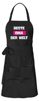 Produktbild von Huuraa Schürze Beste Oma der Welt Schwarz mit Taschen Baumwolle Kochschürze Geschenkidee