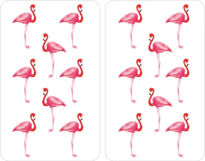 A pattern of pink flamingos on a white background.