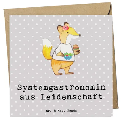 Produktbild von Mr. & Mrs. Panda Grußkarte Systemgastronomin Leidenschaft - Grau Pastell - Geschenk, Glückwunschkarte, anlasskarte, faltkarte, Klappkarte, doppelkarte