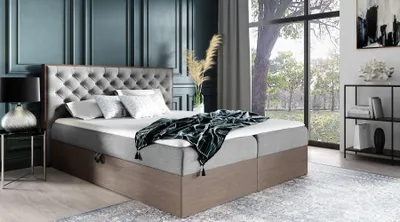 Produktbild von Kontinentales Bett 120x200 CHANTELLE 3 - dunkle Eiche / Esche + GRATIS Matratzenauflage