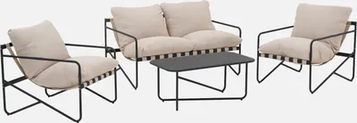 Produktbild von sweeek - Gartenlounge-Set aus Stahl für 4 Personen - Anthrazit