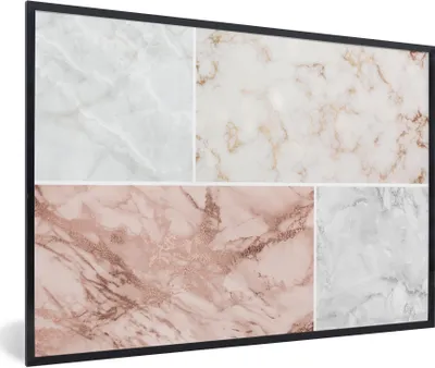 Produktbild von MuchoWow® Gerahmtes Poster Marmor - Rosa - Luxus 90x60 cm - Poster mit Schwarzem Bilderrahmen Wandposter Rahmen Foto Bilder - Fotorahmen - Foto-Plakat