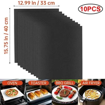 Produktbild von 10er Set BBQ Grillmatte aus Teflon Antihaft Grillmatten zum Grillen Backen BBQ bis 500°F