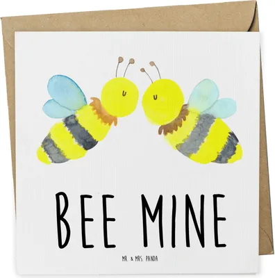 Produktbild von Mr. & Mrs. Panda Grußkarte Biene Liebe - Weiß - Geschenk, Klappkarte, faltkarte, anlasskarte, Glückwunschkarte, doppelkarte