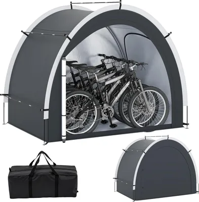 Produktbild von GOPLUS Fahrrad Zeltgarage, Fahrradgarage, Garagenzelt wasserabweisend mit 2 Türen & Fenster & Tragtasche, Fahrradzelt für Garten, 218 x 153 x 182 cm