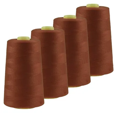 Produktbild von 4 x 4572m Qualitäts Overlock-Garn  Overlock Nähgarn Farben 621 - 660, Farbe:A634 kupferbraun