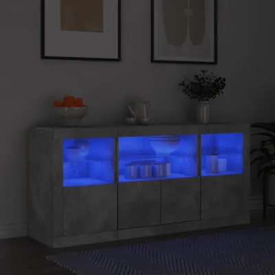 Zdjęcie produktu dla vidaXL Kredens z oświetleniem LED betonowy szary 142,5x37x67 cm
