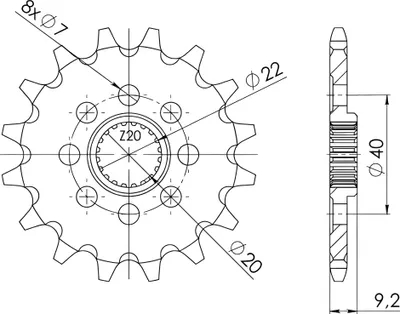 Produktbild von Ritzel Supersprox 520 - 14Z CST-250:14|feinverzahnt 20,0/22,0